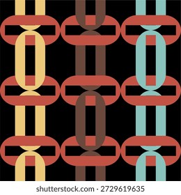Seamless metal chain vector frame with retro effect. Solor vintage design element, clip art with rough speckled texture. Grunge vector illustration on transparent background. Seamless  geometric chain pattern. Vector Illustration. eps10