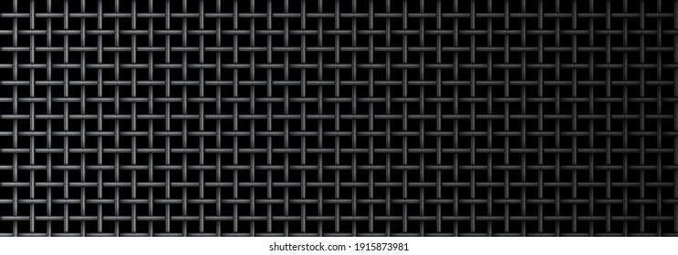 Seamless Metal Grid Microphone Texture On Dark Background. Vector Illustration.