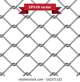 Seamless metal rabitz mesh isolated on white. EPS10 vector image.