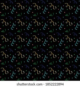 nahtlose metallische Konfetti-Muster auf Schwarz