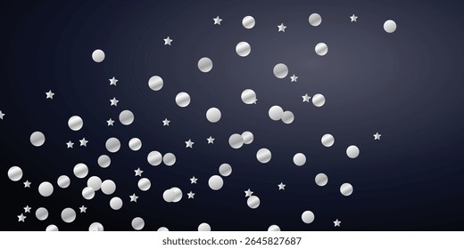 Seamless Metallic Confetti Sparkle in Silver on Classic Black for Modern Branding. Luxurious Falling Silver Confetti Design Set Against a Deep Matte Black Background