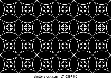 Seamless of metro style of pattern vector. Design ornate white on black background. Design print for illustration, texture, textile, wallpaper, background. Set 18