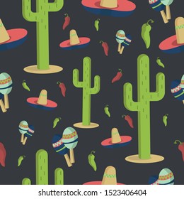 Seamless Mexican colorful pattern wallpaper background vector 