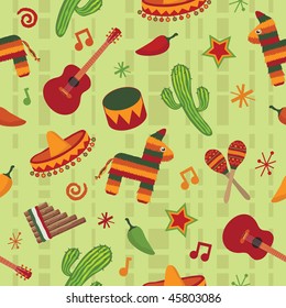 Seamless Mexican Pattern Wallpaper With Clipping Mask