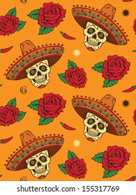 Seamless with mexican skull