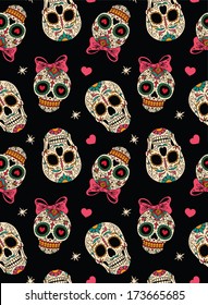 Seamless and mexican skulls