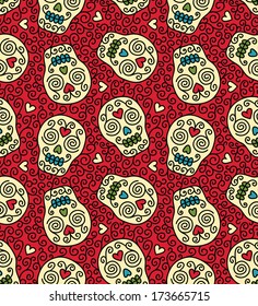 Seamless with mexican skulls