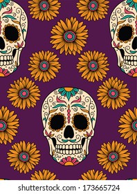 Seamless with mexican skulls