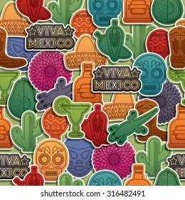 seamless mexican themed pattern decoration with clipping mask and transparencies