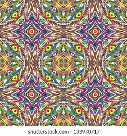 Seamless Mexican vector pattern, sophisticated artwork inspired by ancient motifs from Incas, Aztec in contemporary design and brilliant colors