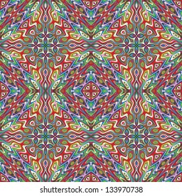 Seamless Mexican vector pattern, sophisticated artwork inspired by ancient motifs from Incas, Aztec in contemporary design and brilliant colors