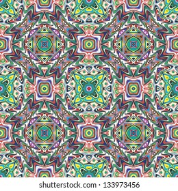Seamless Mexican vector pattern, sophisticated artwork inspired by ancient motifs from Incas, Aztec in contemporary design and brilliant colors