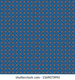 Seamless micro geometric vector pattern on blue background.