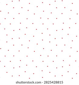 Seamless Micro Red Heart Pattern Vector, Minimalist Tiny Scatter Hearts All Over Print