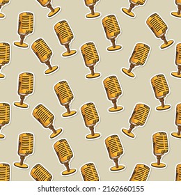 Seamless microphone cartoon sticker pattern