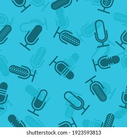 Seamless microphone silhouettes pattern background