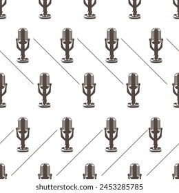 seamless microphone vintage patterns vector white background