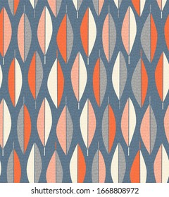 sin fisuras en el diseño moderno de plumas o hojas de mediados de siglo.  Agradable diseño retro abstracto para tejidos, papel pintado, fondos y decoración.