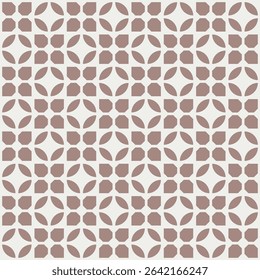 Seamless mid century modern geometric leaves pattern in beige and pastel pink. Graphical illustration for a unique wall decor, textiles and interior design.	
