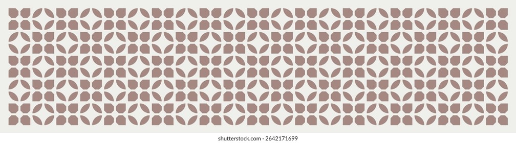 Seamless mid century modern geometric leaves pattern in beige and pastel pink. Graphical illustration for a unique wall decor, textiles and interior design.