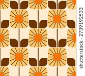 Seamless Mid Century Modern Pattern. Retro 70s Style. Vector Illustration.