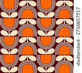 Seamless Mid Century Modern Pattern. Retro 70s Style. Vector Illustration.