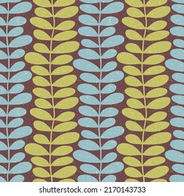 Seamless mid century modern pattern. Retro Scandinavian style with leaves and vines. Use for backgrounds, fabric design, home decor, wrapping paper. Vector illustration.