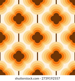 Seamless Mid Century Modern Pattern. Retro 70s Style. Vector Illustration.
