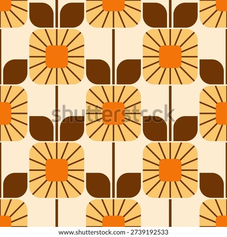 Seamless Mid Century Modern Pattern. Retro 70s Style. Vector Illustration.