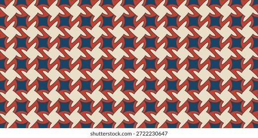 Patrón geométrico moderno de mediados de siglo. Teselación Retro en Marina y Terracota. Ideal para Fondo de pantalla, impresiones textiles, tela, embalaje, papelería, envoltura de regalo y proyectos de diseño de superficies.