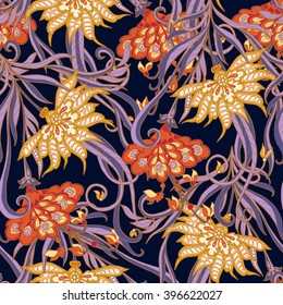 Seamless middle ages  floral vintage pattern. Vector illustration.