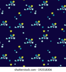 Seamless midnight owl dark flower night illustration background pattern in vector