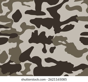 Seamless Military Camouflage Pattern in Earth Tones for Textile Print for Fabric, neutral tone with earth color camo