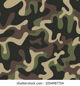 Seamless military camouflage texture. Army green hunting, camouflage background for textiles and design. Vector graphic illustration. Fashionable style