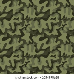 Seamless military camouflage texture. Army green hunting, camouflage background for textiles and design. Vector graphic illustration. Fashionable style