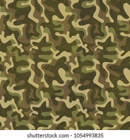 Seamless military camouflage texture. Army green hunting, camouflage background for textiles and design. Vector graphic illustration. Fashionable style