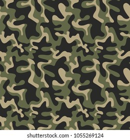 Seamless military camouflage texture. Army green hunting, camouflage background for textiles and design. Vector graphic illustration. Fashionable style