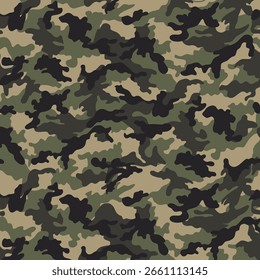 Patrón de Vector de camuflaje militar sin costuras - Diseño de fondo de camuflaje
