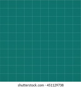 Seamless millimeter grid. Graph paper. Vector engineering paper dark green and white color