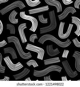 Seamless minimal abstract black and white vector pattern with doodle lines. For cards, invitations, albums, backgrounds and scrapbooks.