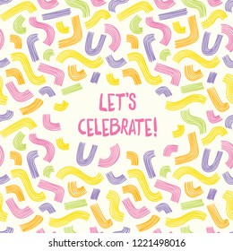 Seamless minimal abstract colorful vector card with doodle lines. For cards, invitations, albums, backgrounds and scrapbooks.