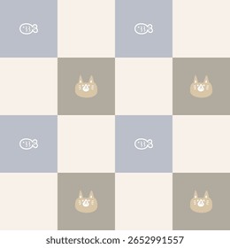 seamless minimal animal pet cat repeat pattern background, flat vector illustration graphic design