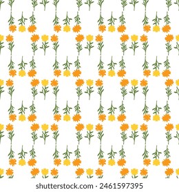 Seamless minimal background. Vector pattern with hand drawn graphic elements. Floral texture.