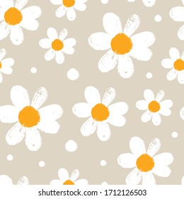 Seamless Minimal Botanical Pattern Daisies Printable Stock Vector ...