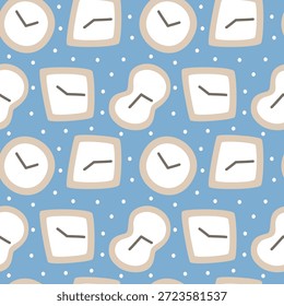 Fondo inconsútil mínimo del patrón de la repetición del tiempo del reloj, Diseño gráfico plano de la Ilustración vectorial