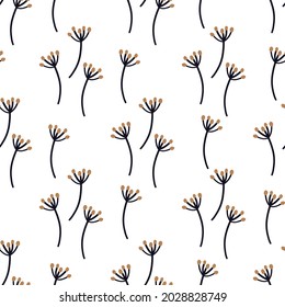 Seamless minimal dandelion pattern. Great for fabric, textile, wrapping paper. Vector illustration