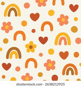 A seamless minimal floral pattern featuring cute, soft-toned botanical elements, perfect for stationery, fabric, or digital wallpapers.