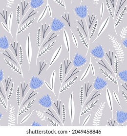 Seamless minimal floral pattern. Great for fabric, textile, wrapping paper. Vector illustration