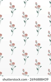 Patrón floral mínimo inconsútil en el fondo blanco. Patrón de ilustración botánica suave para textiles e impresión