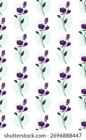 Seamless Minimal Floral Pattern on White Background. Soft Botanical Illustration Pattern for Textile and Print